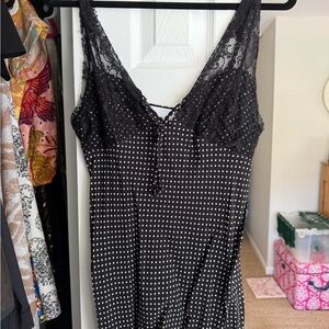 Black Polka Dot Lace Slip Dress